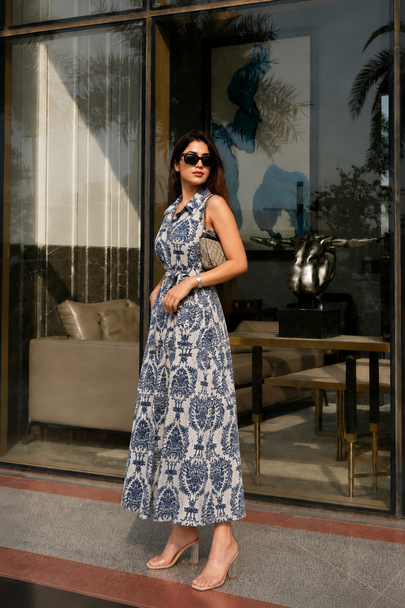 Printed Rayon Fit & Flare Dress
