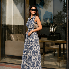 Printed Rayon Fit & Flare Dress