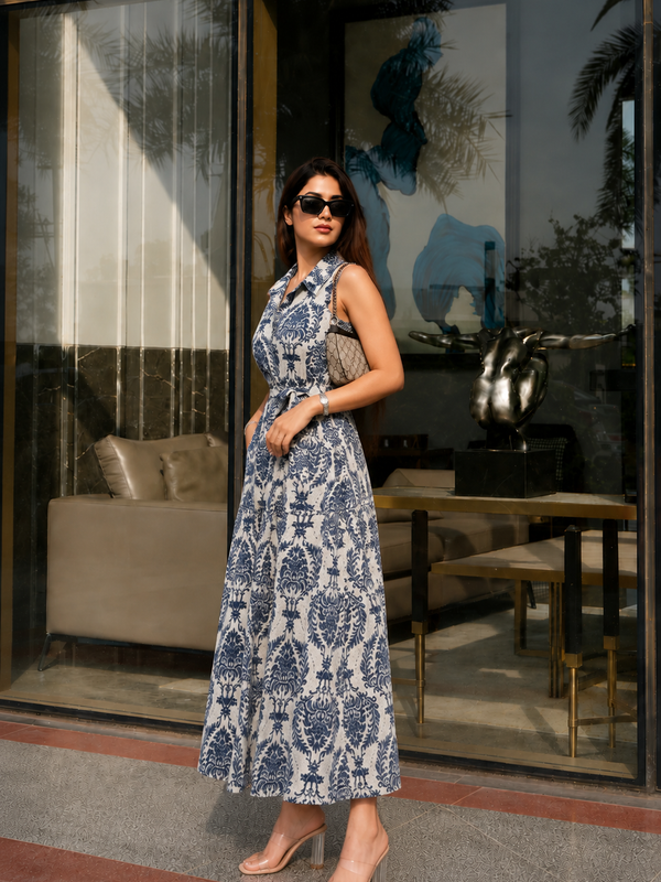 Printed Rayon Fit & Flare Dress