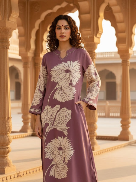 Rich Grape Purple Cotton Kurta Set with Refined Comfort