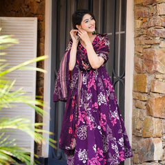 Women Ethnic Motifs Printed Tiered Anarkali Kurta Set