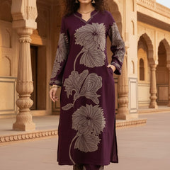 Deep Purple Cotton Kurta Set with Classic Everyday Comfort