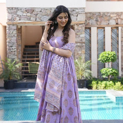 Royal Purple Viscose Rayon Anarkali Kurta Set with Elegant Flow