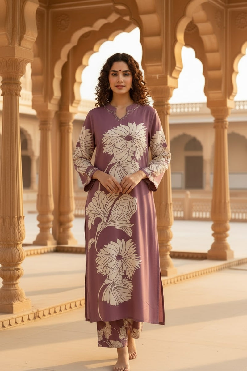 Rich Grape Purple Cotton Kurta Set with Refined Comfort