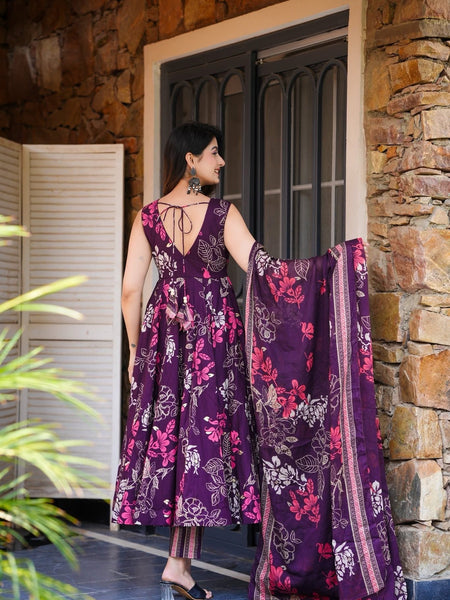 Women Ethnic Motifs Printed Tiered Anarkali Kurta Set