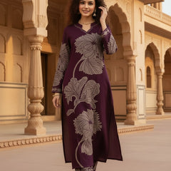 Deep Purple Cotton Kurta Set with Classic Everyday Comfort