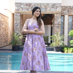 Royal Purple Viscose Rayon Anarkali Kurta Set with Elegant Flow