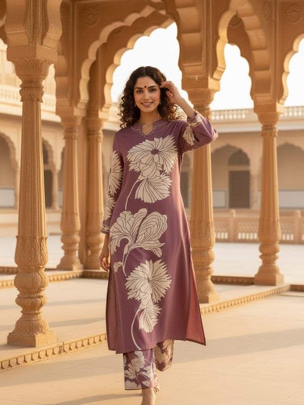 Rich Grape Purple Cotton Kurta Set with Refined Comfort