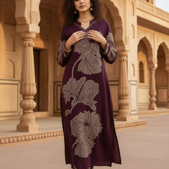 Deep Purple Cotton Kurta Set with Classic Everyday Comfort