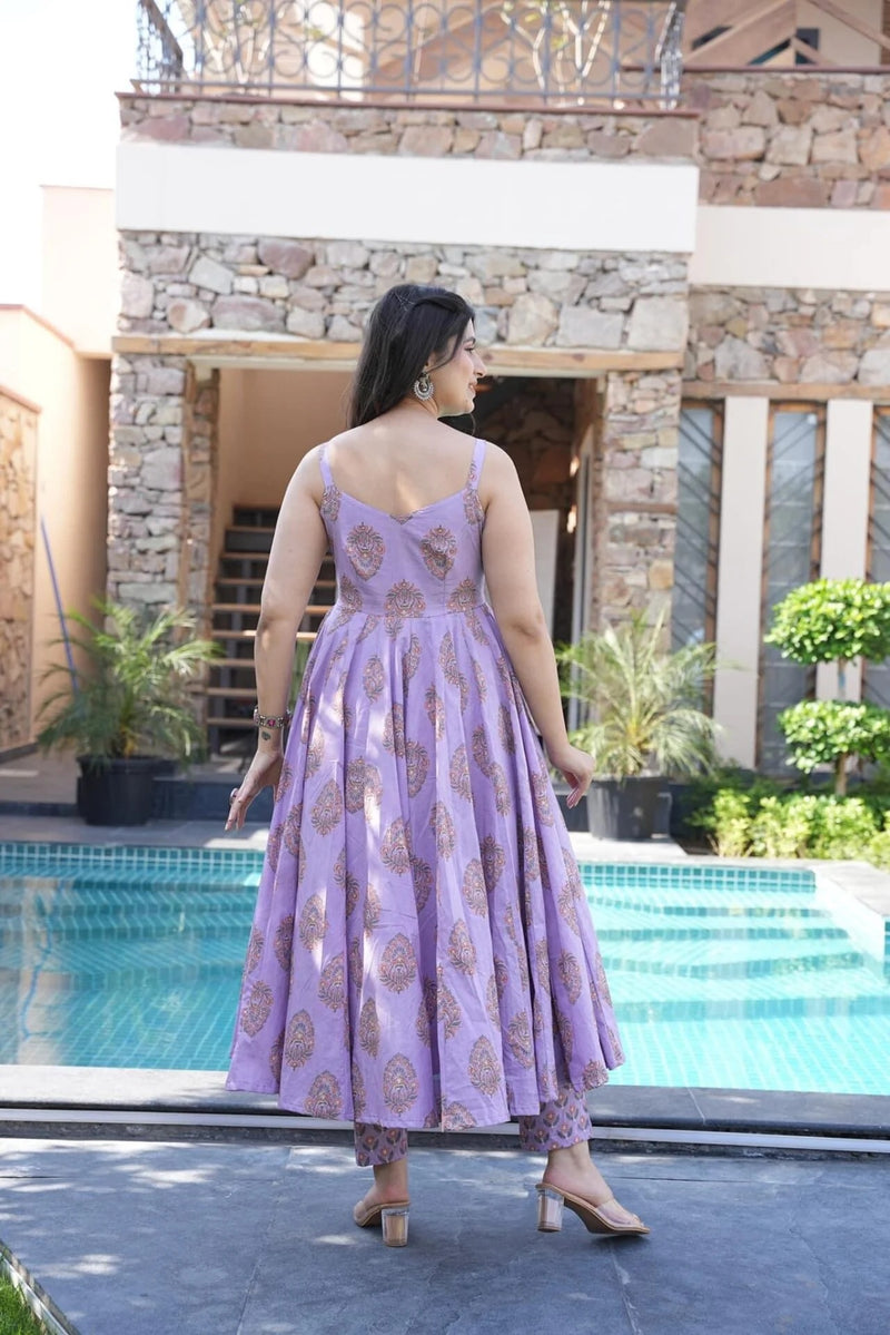 Royal Purple Viscose Rayon Anarkali Kurta Set with Elegant Flow