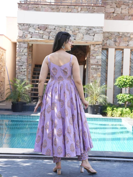 Royal Purple Viscose Rayon Anarkali Kurta Set with Elegant Flow