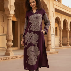 Deep Purple Cotton Kurta Set with Classic Everyday Comfort