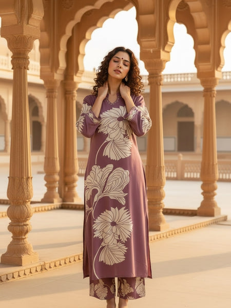 Rich Grape Purple Cotton Kurta Set with Refined Comfort