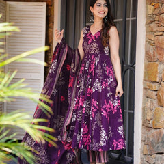 Women Ethnic Motifs Printed Tiered Anarkali Kurta Set