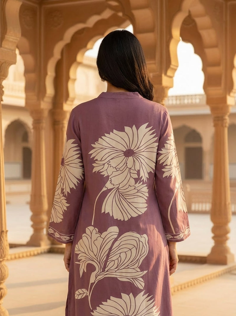 Rich Grape Purple Cotton Kurta Set with Refined Comfort