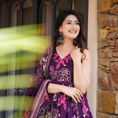 Women Ethnic Motifs Printed Tiered Anarkali Kurta Set