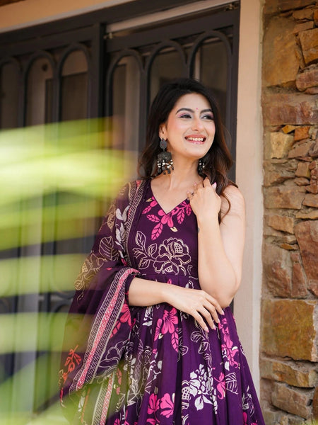 Women Ethnic Motifs Printed Tiered Anarkali Kurta Set