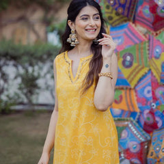 Yellow Cotton Kurta Set with Easy Everyday Comfort