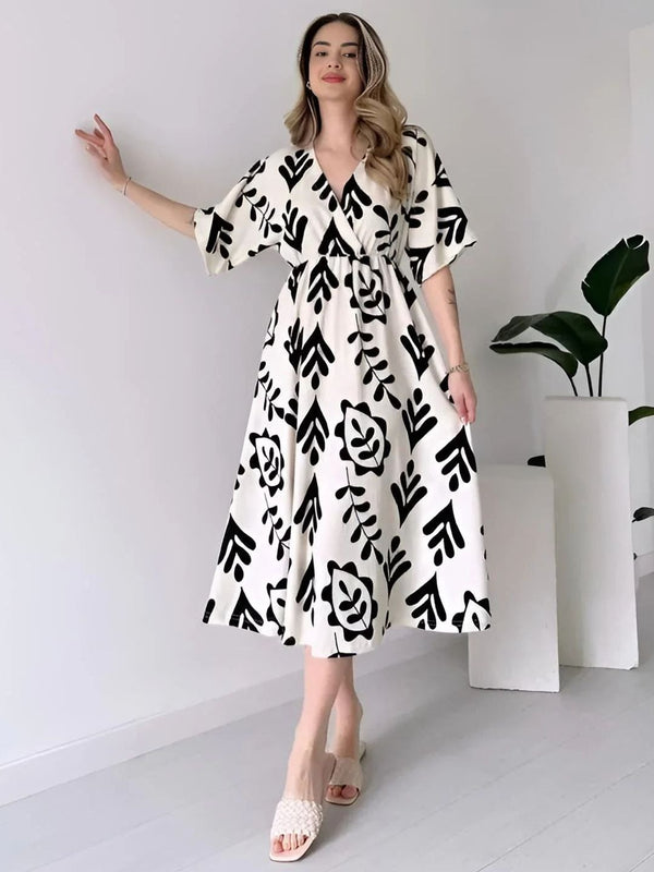 MANOJAVA Women White Cotton Fit & Flare Dress