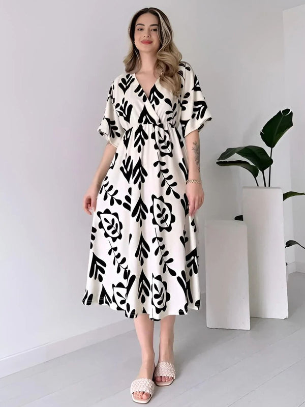 MANOJAVA Women White Cotton Fit & Flare Dress