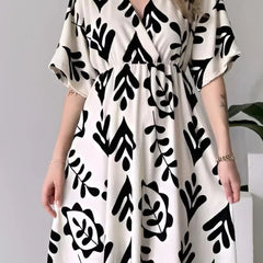 MANOJAVA Women White Cotton Fit & Flare Dress