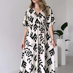 MANOJAVA Women White Cotton Fit & Flare Dress