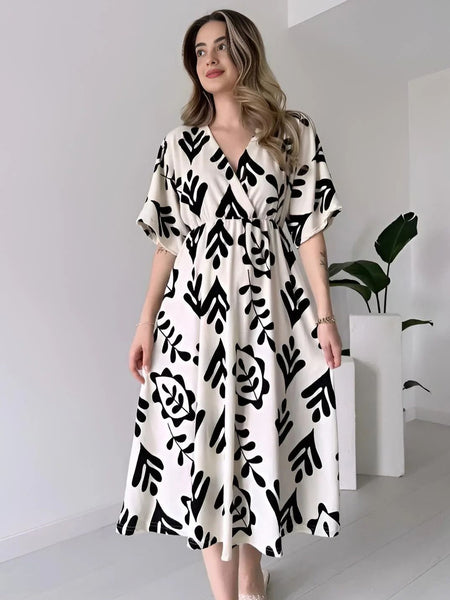 MANOJAVA Women White Cotton Fit & Flare Dress