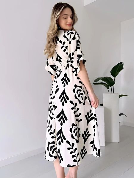 MANOJAVA Women White Cotton Fit & Flare Dress