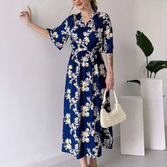 MANOJAVA Women Blue Rayon Fit & Flare Dress