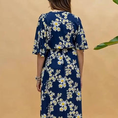 MANOJAVA Women Blue Rayon Fit & Flare Dress