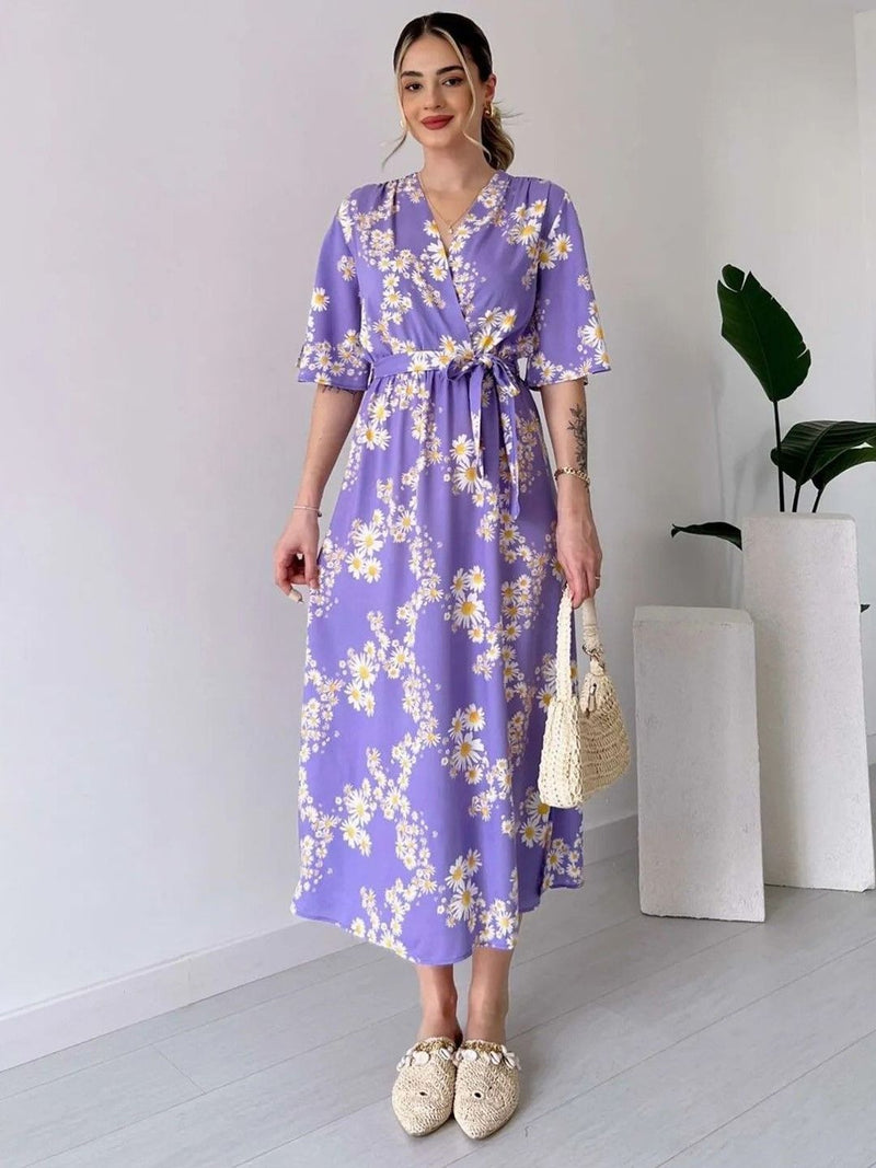 MANOJAVA Women Purple Rayon Fit & Flare Dress