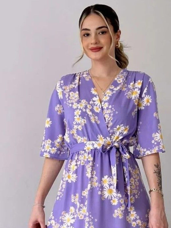 MANOJAVA Women Purple Rayon Fit & Flare Dress