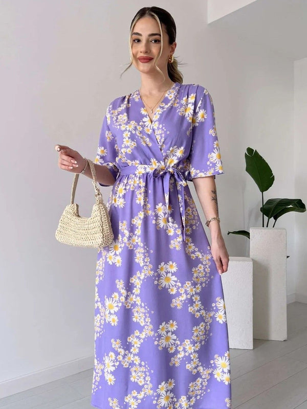 MANOJAVA Women Purple Rayon Fit & Flare Dress