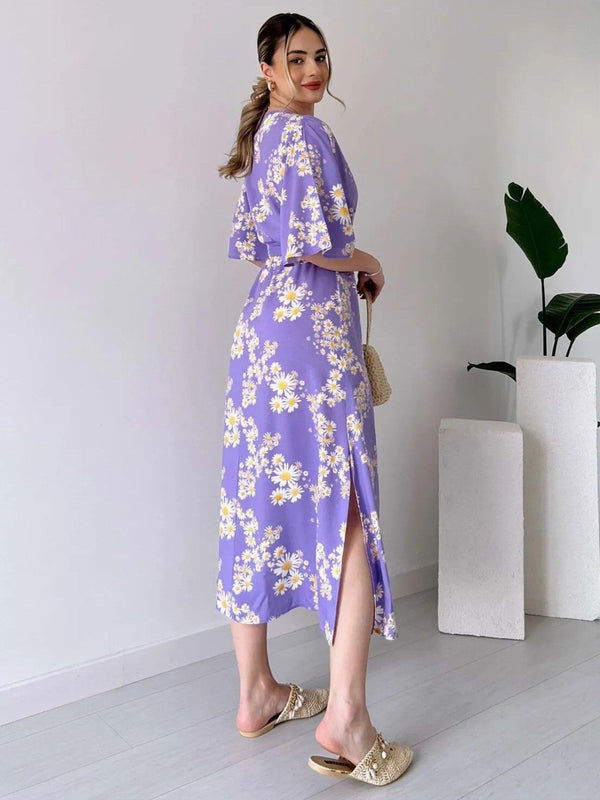MANOJAVA Women Purple Rayon Fit & Flare Dress