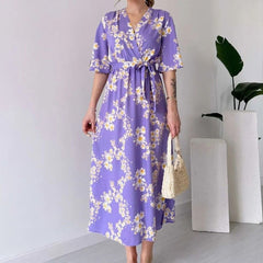 MANOJAVA Women Purple Rayon Fit & Flare Dress