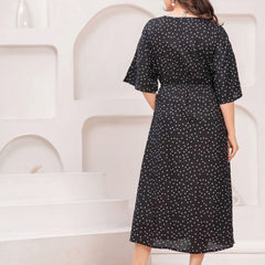 MANOJAVA Women Black Rayon Fit & Flare Dress