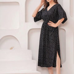 MANOJAVA Women Black Rayon Fit & Flare Dress