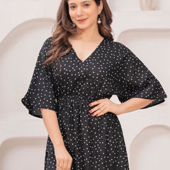 MANOJAVA Women Black Rayon Fit & Flare Dress