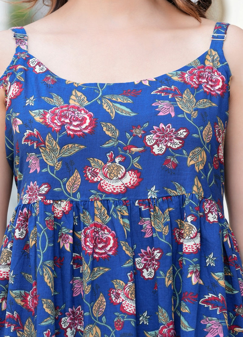 MANOJAVA Women Blue Rayon Fit & Flare Dress