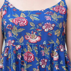 MANOJAVA Women Blue Rayon Fit & Flare Dress