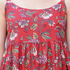 MANOJAVA Women Red Rayon Fit & Flare Dress