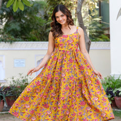 MANOJAVA Women Yellow Rayon Fit & Flare Dress