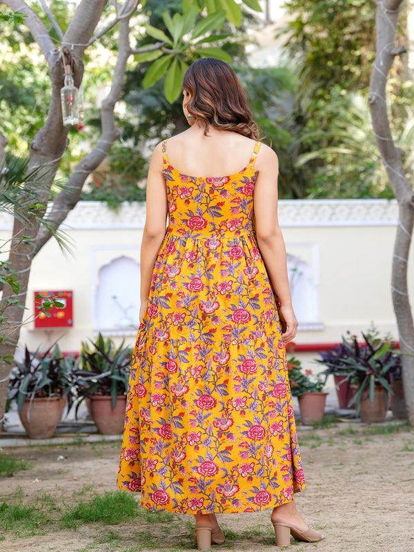 MANOJAVA Women Yellow Rayon Fit & Flare Dress