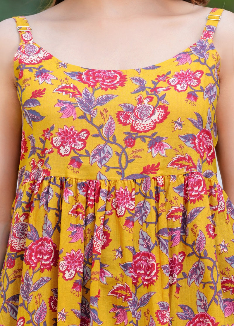 MANOJAVA Women Yellow Rayon Fit & Flare Dress