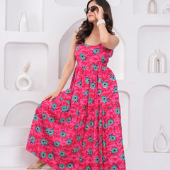 Casual pink floral summer dress for female
