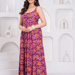 Elegant purple rayon fit flare dress daily wear