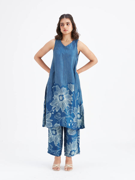 Women Blue Viscose Rayon Kurta Set for Daily & Casual Wear