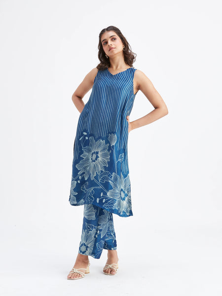 Women Blue Viscose Rayon Kurta Set for Daily & Casual Wear