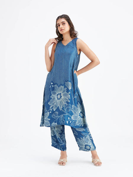 Women Blue Viscose Rayon Kurta Set for Daily & Casual Wear