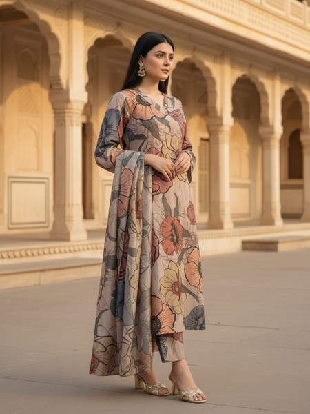 Women Brown Viscose Rayon Kurta Set for Daily & Festive Wear